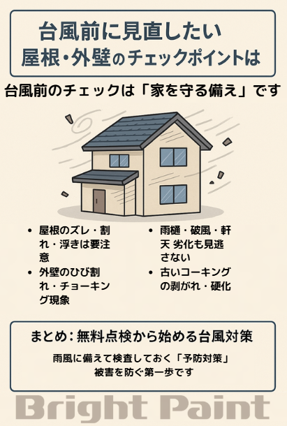 台風前に見直したい屋根・外壁のチェックポイントは?