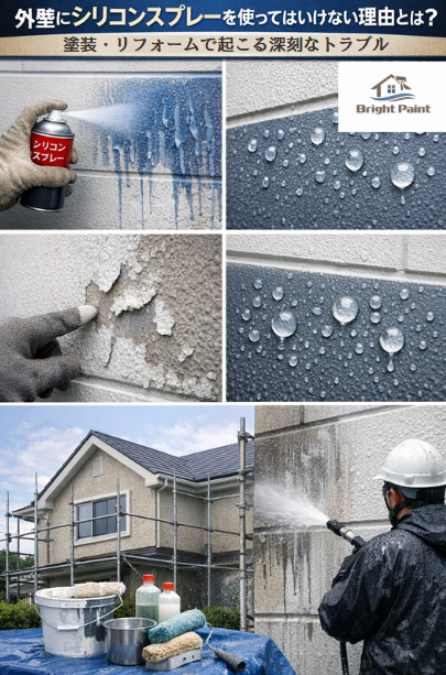 外壁にシリコンスプレーを使ってはいけない理由とは?塗装・リフォームで起こる深刻なトラブル